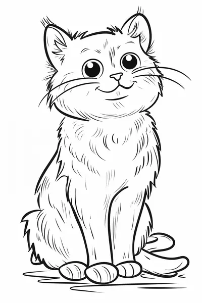 Playful Cat Colouring Page
