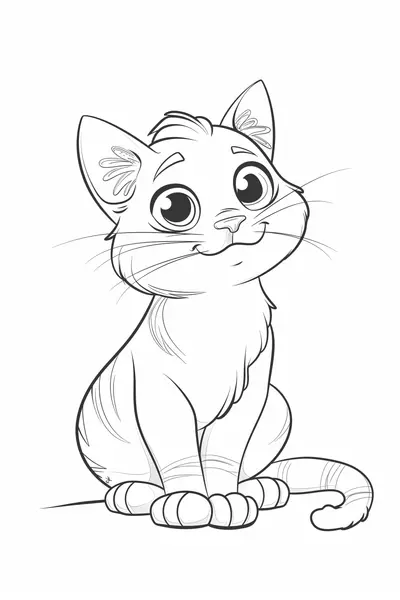 Cute Cat Colouring Page