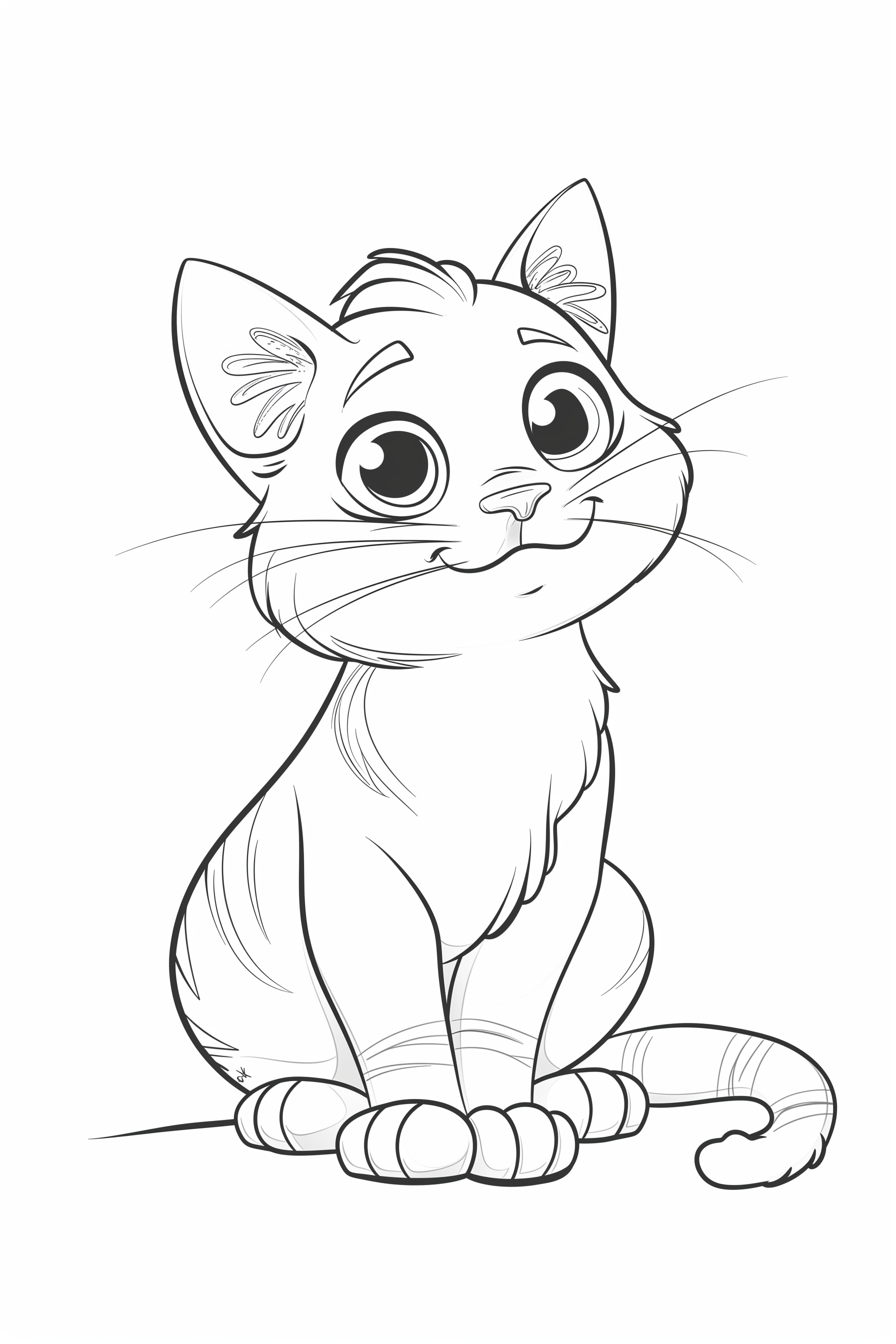 Cute Cat Colouring Page - Free Colouring Page