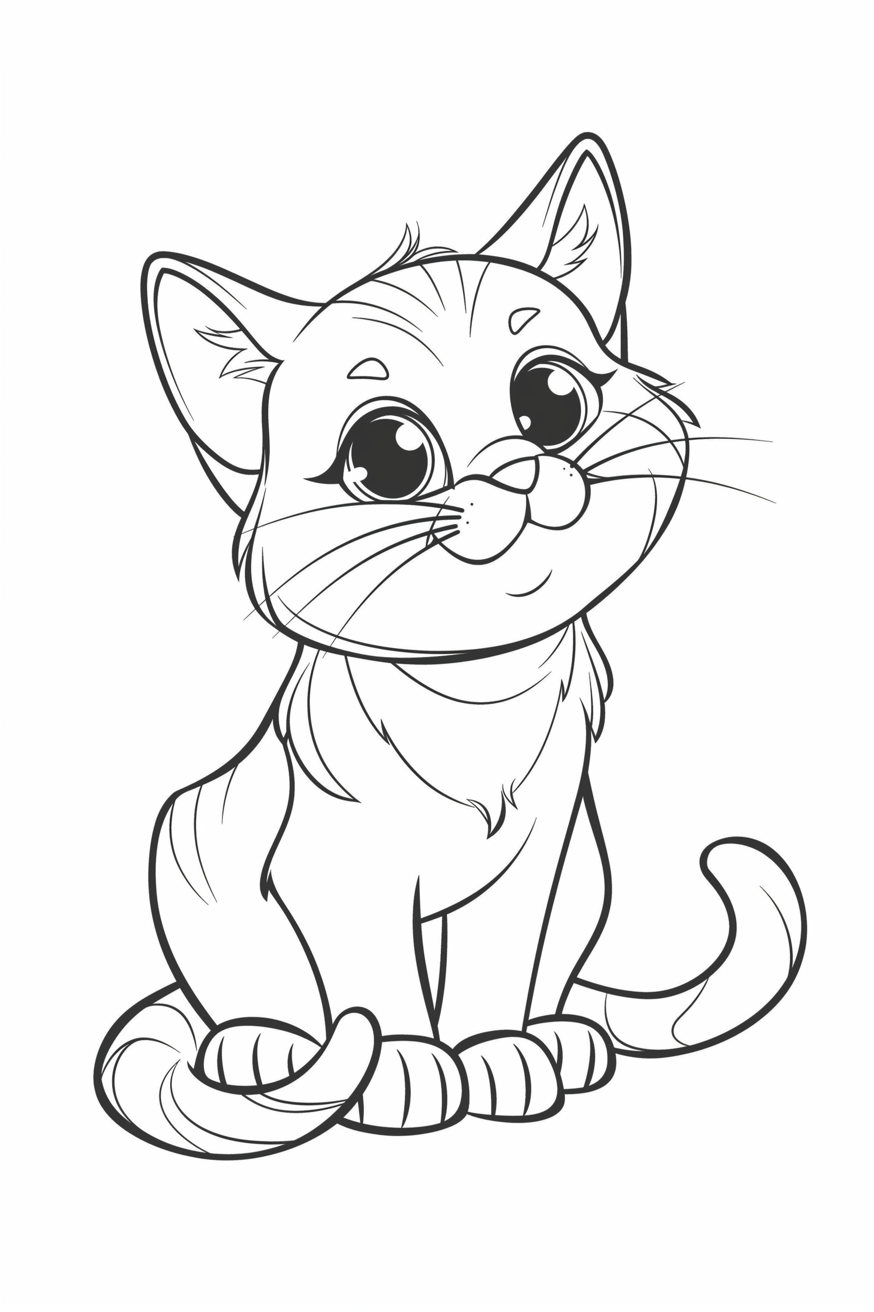 Adorable Cat Colouring Page - Free Colouring Page