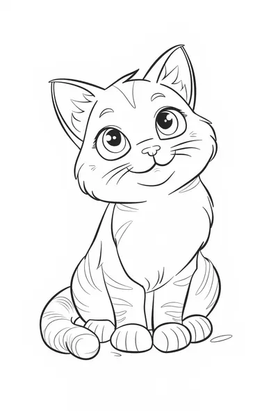Happy Cat Colouring Page