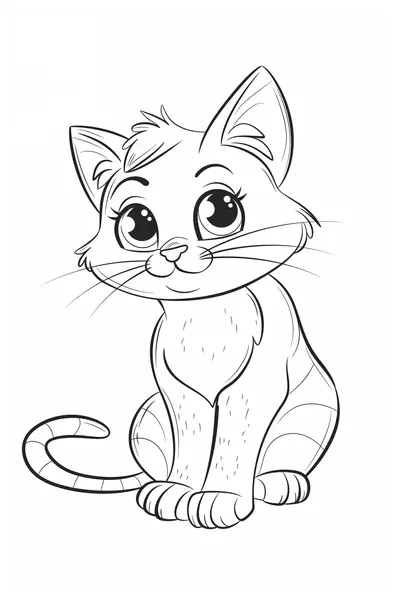 Funny Cat Colouring Page