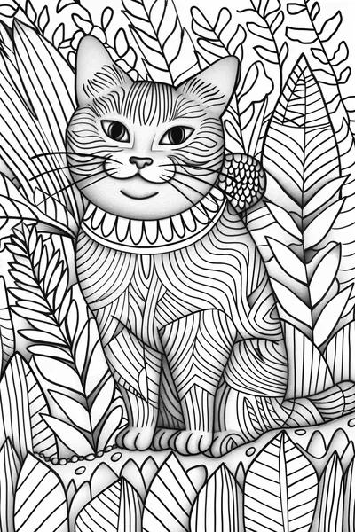 Simple Cat Colouring Page
