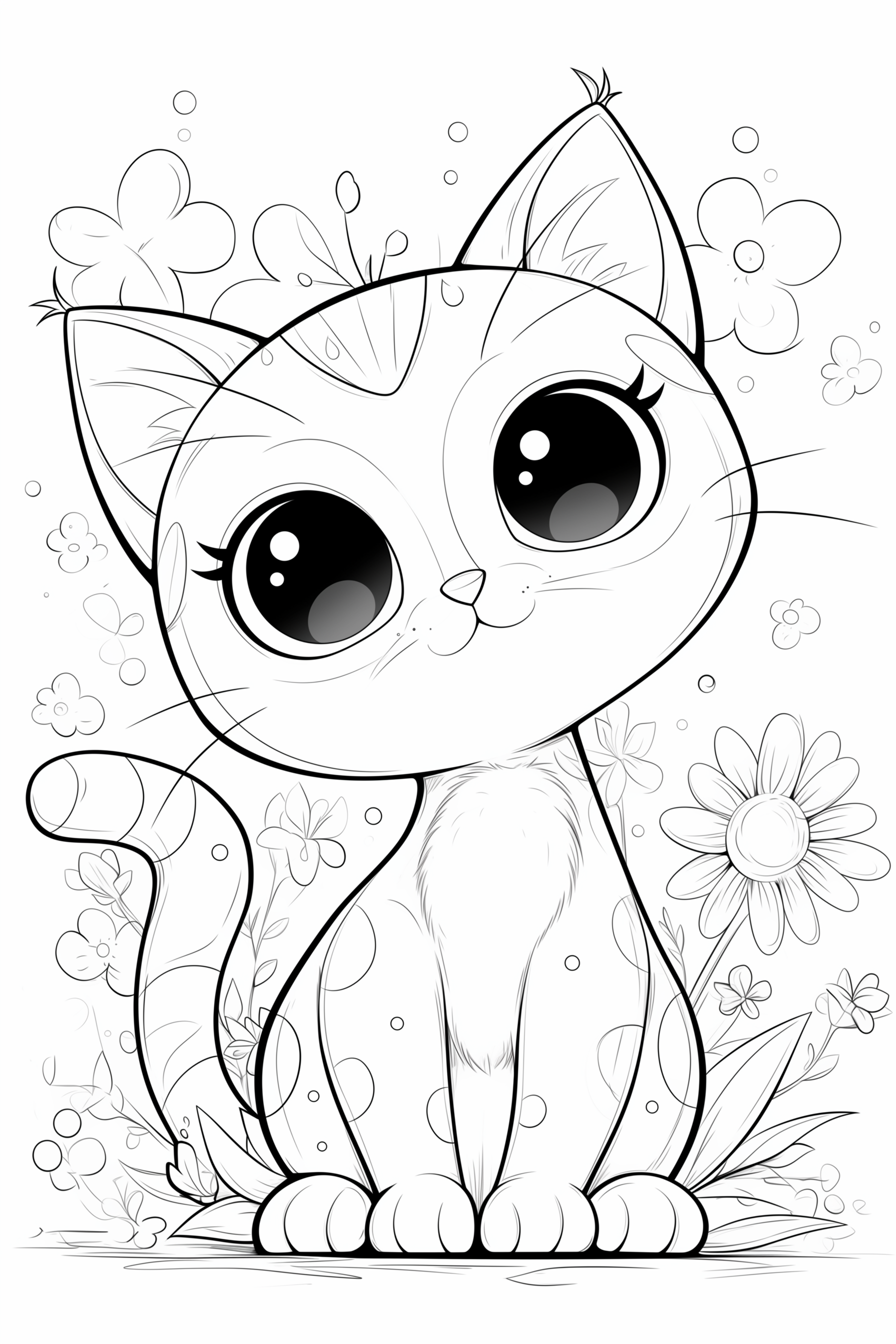 Easy Cat Colouring Page - Free Colouring Page