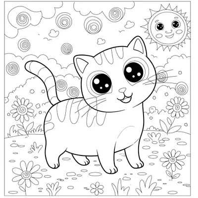 Fabulous Cat Colouring Page