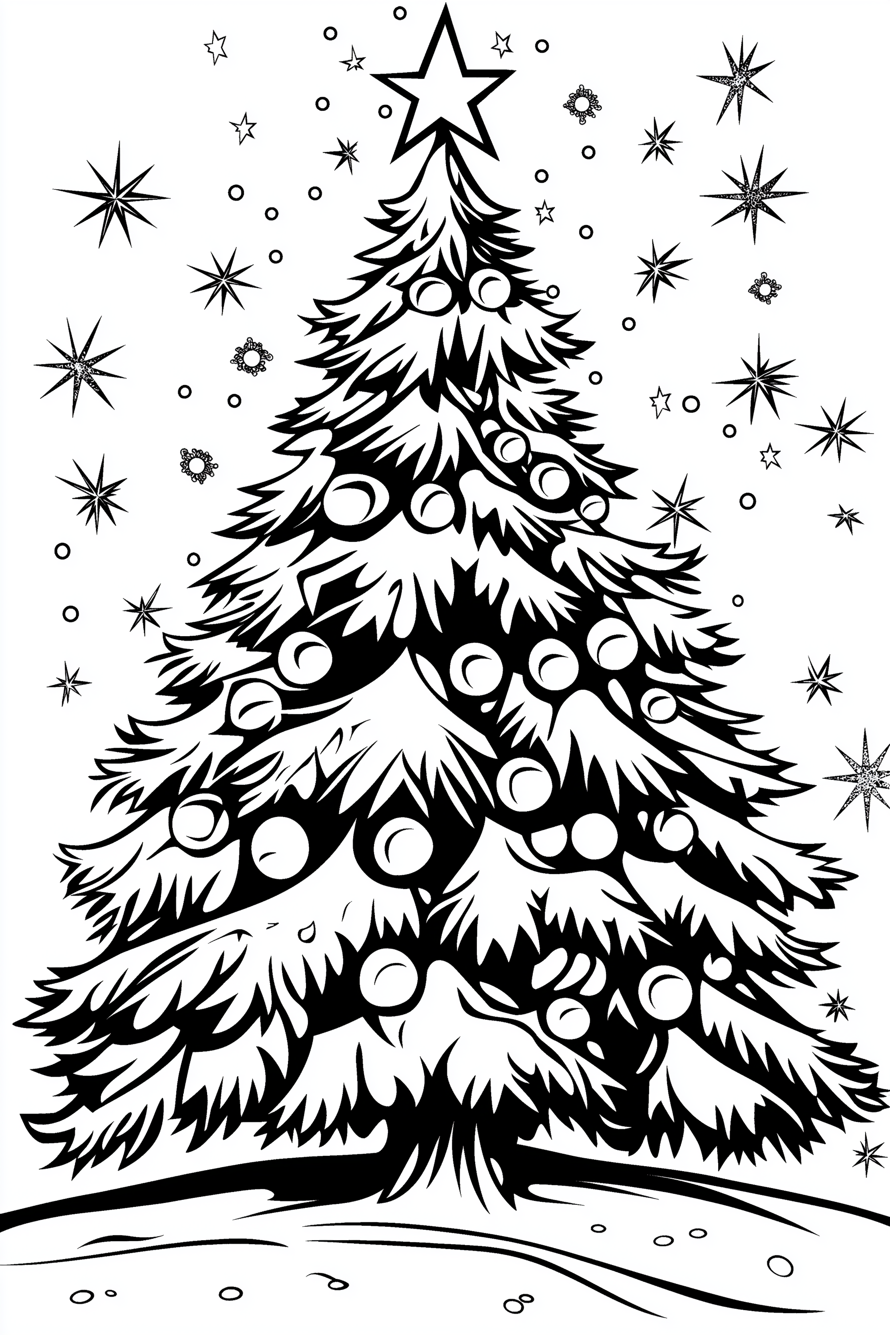 Cute Christmas Tree Colouring Page