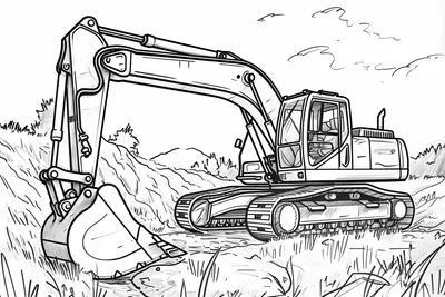 Excavator Colouring Page