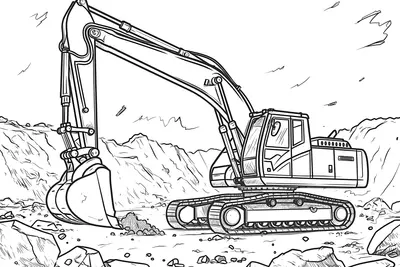Playful Excavator Colouring Page
