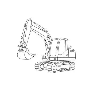 Happy Excavator Colouring Page
