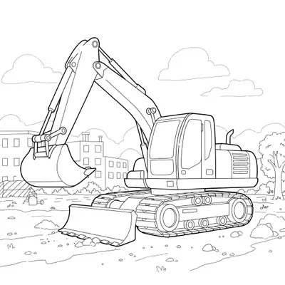 Little Excavator Colouring Page