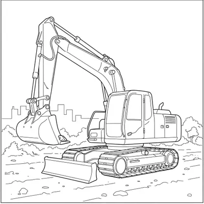 Beautiful Excavator Colouring Page