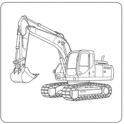 Detailed Excavator Colouring Page
