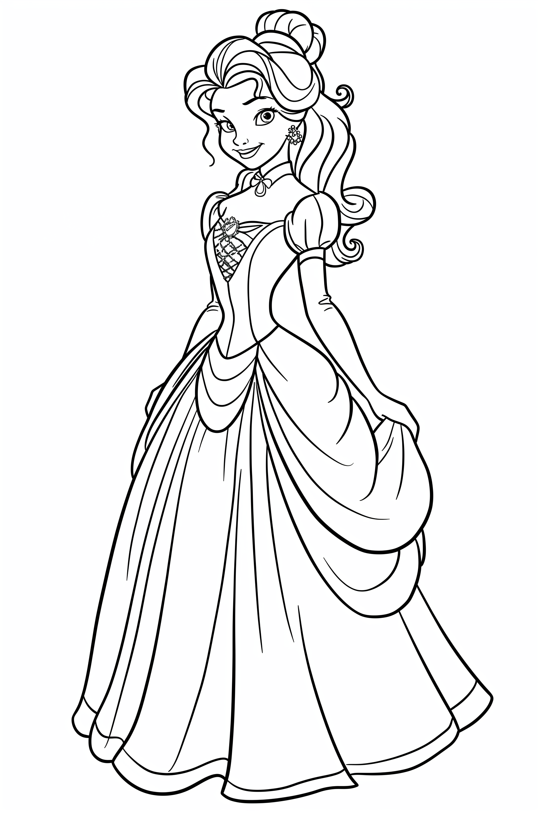Cute Princess Colouring Page - Free Colouring Page