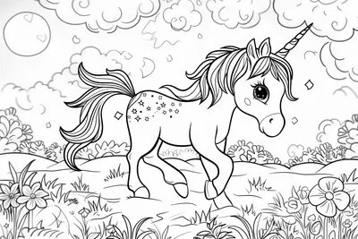 Playful Unicorn Colouring Page