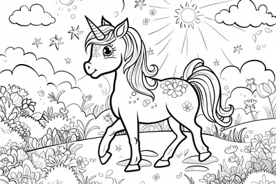 Cute Unicorn Colouring Page