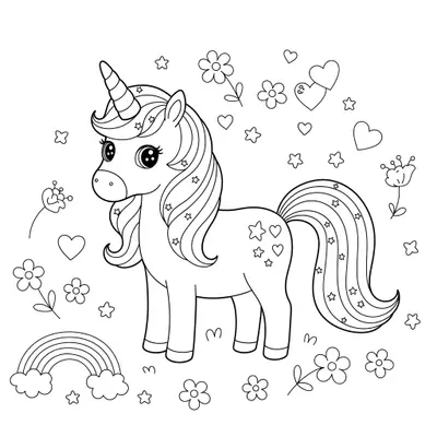 Funny Unicorn Colouring Page