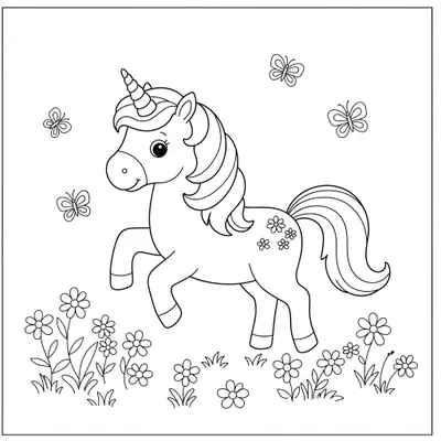 Little Unicorn Colouring Page