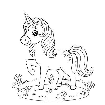 Beautiful Unicorn Colouring Page