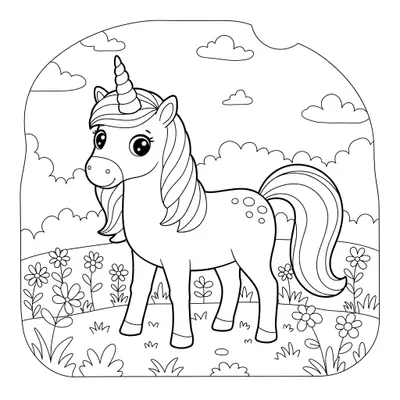 Simple Unicorn Colouring Page